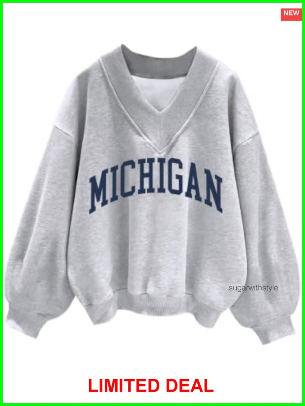 Womens V Neck Oversized Sweatshirt Long Sleeve Pullover Soft Cotton Blend